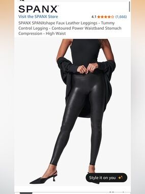 SPANX Faux Leather High-Waist Leggings - Black